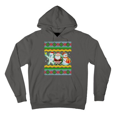 Cute Yeti Santa and Snowman Ugly Sweater Hoodie