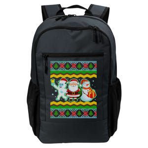 Cute Yeti Santa and Snowman Ugly Sweater Daily Commute Backpack