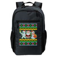 Cute Yeti Santa and Snowman Ugly Sweater Backpack
