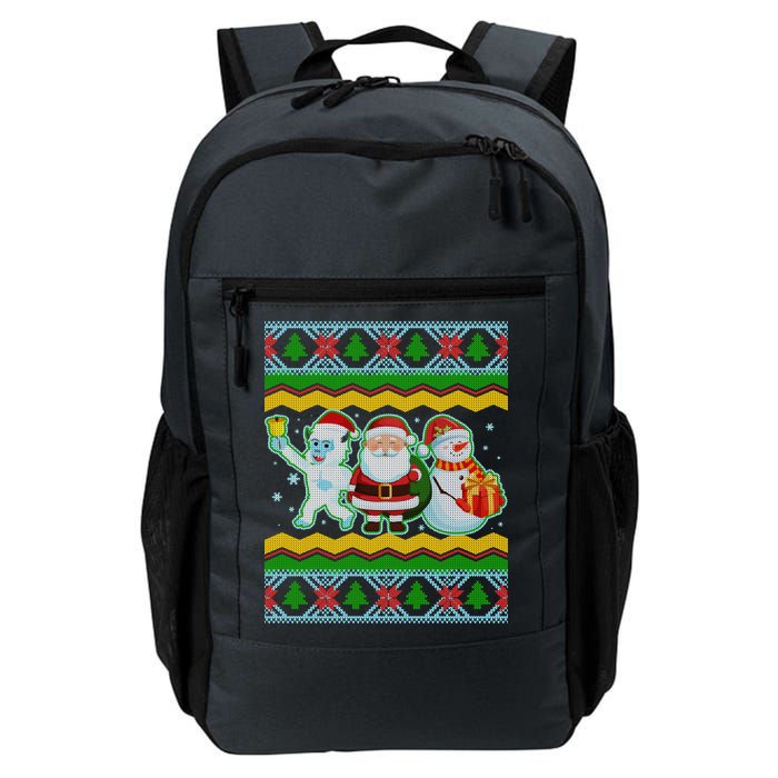Cute Yeti Santa and Snowman Ugly Sweater Backpack