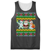 Cute Yeti Santa and Snowman Ugly Sweater Mesh Reversible Basketball Jersey Tank