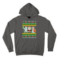 Cute Yeti Santa and Snowman Ugly Sweater Tall Hoodie