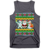 Cute Yeti Santa and Snowman Ugly Sweater Tank Top