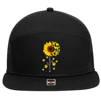 Cute You Are My Sunshine Sunflower Dogs 7 Panel Mesh Trucker Snapback Hat