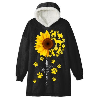 Cute You Are My Sunshine Sunflower Dogs Hooded Wearable Blanket