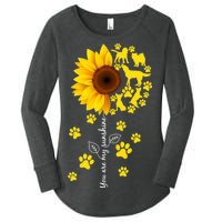 Cute You Are My Sunshine Sunflower Dogs Women's Perfect Tri Tunic Long Sleeve Shirt