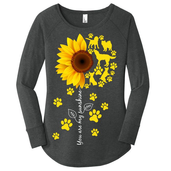 Cute You Are My Sunshine Sunflower Dogs Women's Perfect Tri Tunic Long Sleeve Shirt