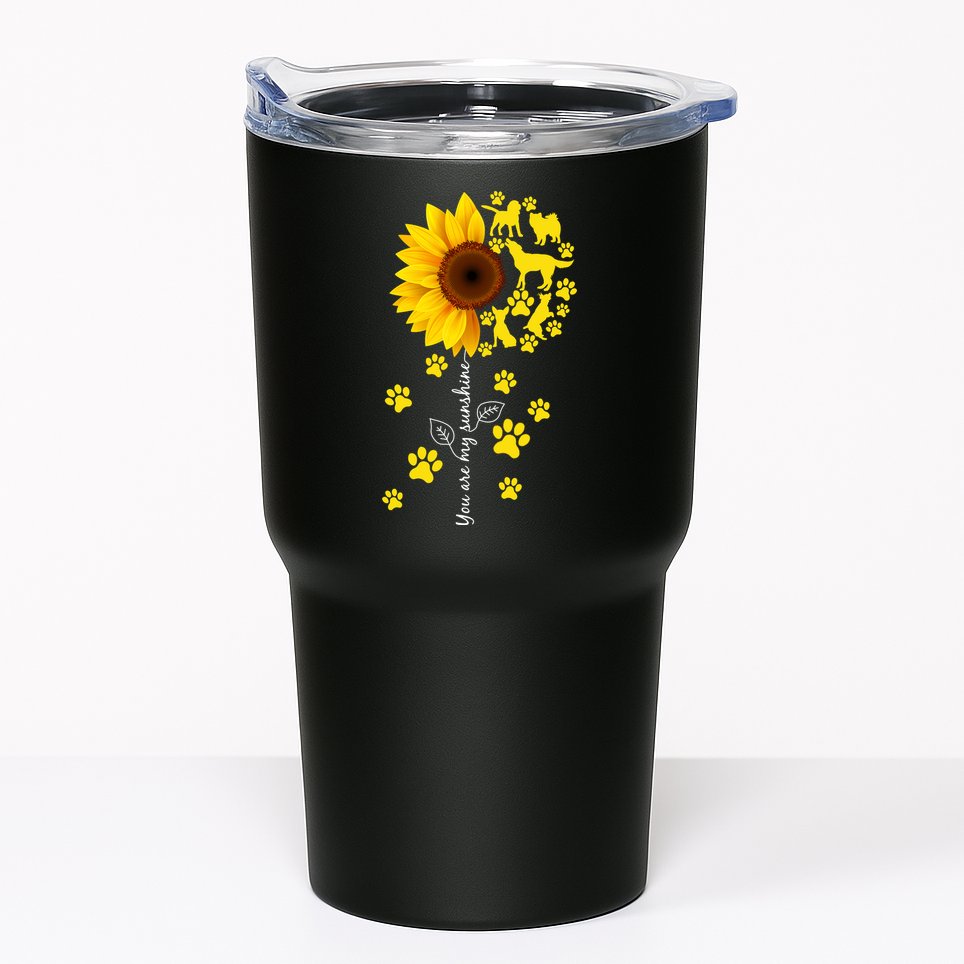 Cute You Are My Sunshine Sunflower Dogs Tumbler