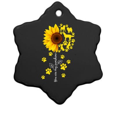 Cute You Are My Sunshine Sunflower Dogs Ceramic Star Ornament