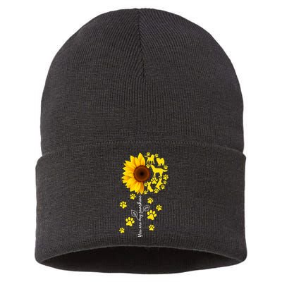 Cute You Are My Sunshine Sunflower Dogs Sustainable Knit Beanie