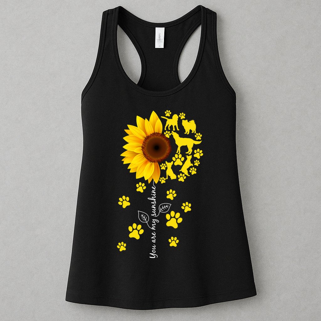 Cute You Are My Sunshine Sunflower Dogs Womens Tank Top