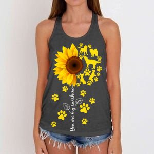 Cute You Are My Sunshine Sunflower Dogs Women's Knotted Racerback Tank