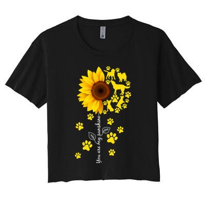 Cute You Are My Sunshine Sunflower Dogs Women's Crop Top Tee