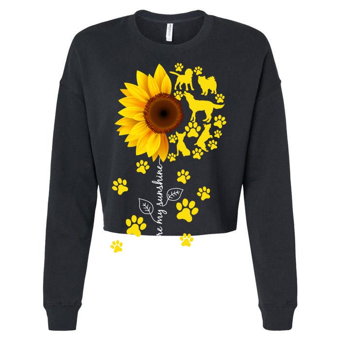 Cute You Are My Sunshine Sunflower Dogs Cropped Pullover Crew