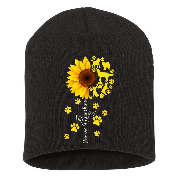 Cute You Are My Sunshine Sunflower Dogs Short Acrylic Beanie