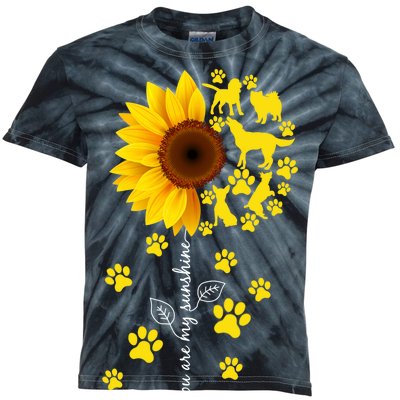 Cute You Are My Sunshine Sunflower Dogs Kids Tie-Dye T-Shirt