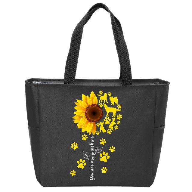 Cute You Are My Sunshine Sunflower Dogs Zip Tote Bag