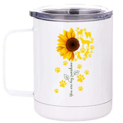 Cute You Are My Sunshine Sunflower Dogs 12 oz Stainless Steel Tumbler Cup