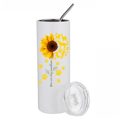 Cute You Are My Sunshine Sunflower Dogs Stainless Steel Tumbler