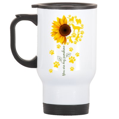 Cute You Are My Sunshine Sunflower Dogs Stainless Steel Travel Mug