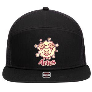 Cute Zodiac Aries Ram 7 Panel Mesh Trucker Snapback Hat