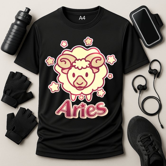 Cute Zodiac Aries Ram Cooling Performance Crew T-Shirt