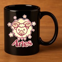 Cute Zodiac Aries Ram 11oz C Handle Ceramic Mug
