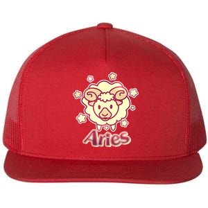 Cute Zodiac Aries Ram Flat Bill Trucker Hat