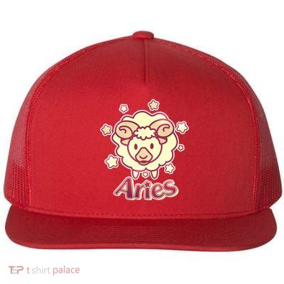 Cute Zodiac Aries Ram Flat Bill Trucker Hat