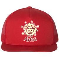 Cute Zodiac Aries Ram Flat Bill Trucker Hat