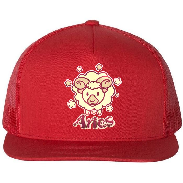 Cute Zodiac Aries Ram Flat Bill Trucker Hat