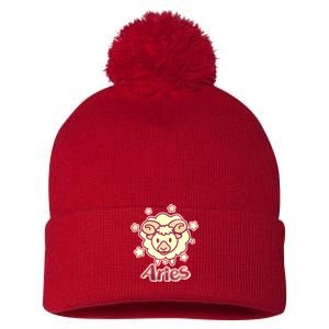 Cute Zodiac Aries Ram Pom Pom 12in Knit Beanie