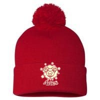 Cute Zodiac Aries Ram Pom Pom 12in Knit Beanie