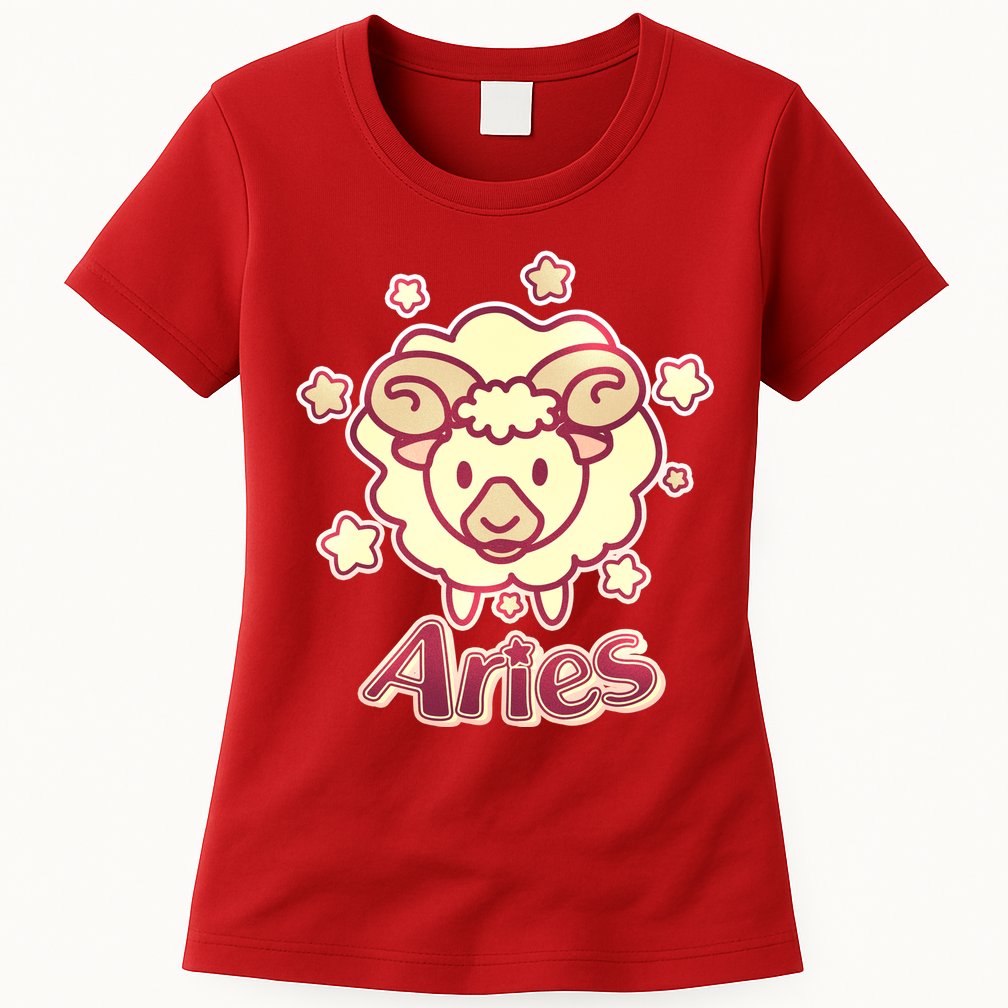 Cute Zodiac Aries Ram Womens T-Shirt