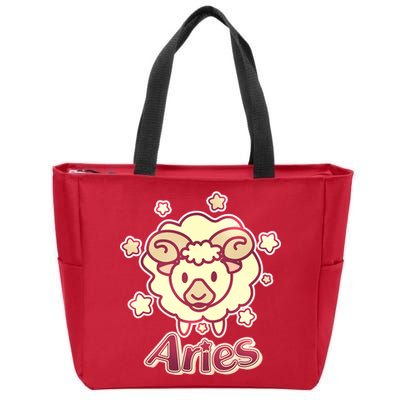 Cute Zodiac Aries Ram Zip Tote Bag