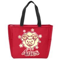 Cute Zodiac Aries Ram Zip Tote Bag