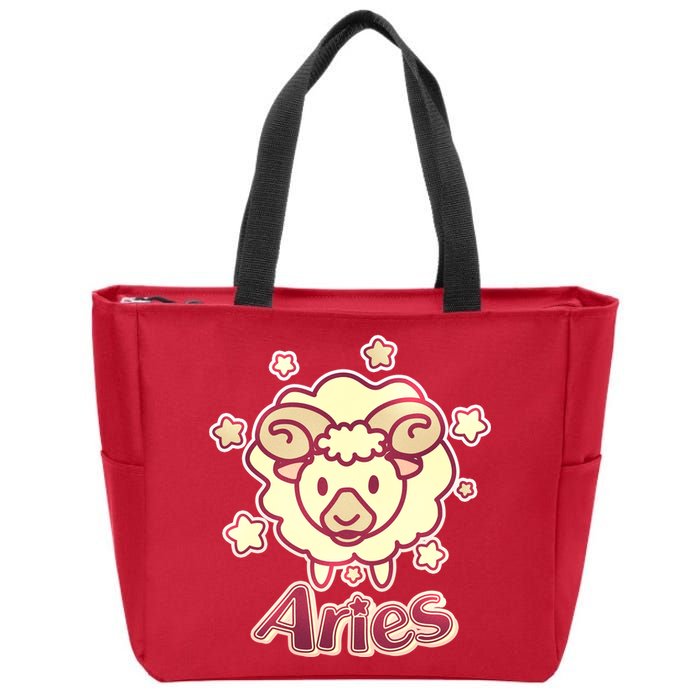 Cute Zodiac Aries Ram Zip Tote Bag