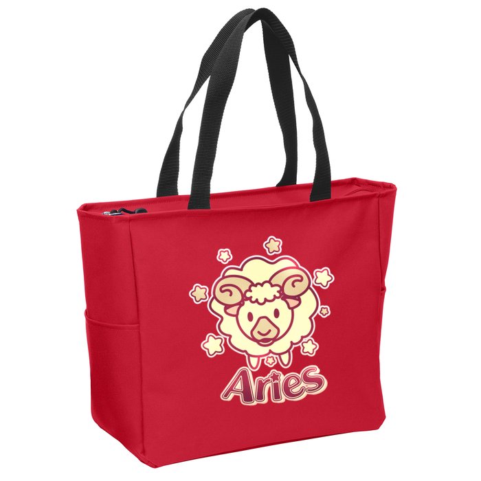 Cute Zodiac Aries Ram Zip Tote Bag