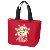 Cute Zodiac Aries Ram Zip Tote Bag