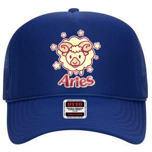 Cute Zodiac Aries Ram High Crown Mesh Back Trucker Hat