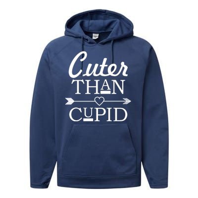 Cuter Than Cupid Funny Cute Valentines Performance Fleece Hoodie