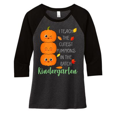 Cutest Pumpkins In The Patch Kindergarten Women's Tri-Blend 3/4-Sleeve Raglan Shirt