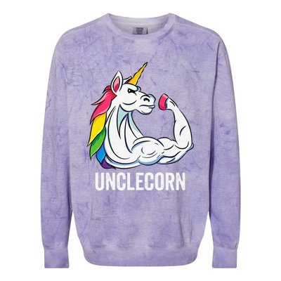 Cute Unicorn Uncle Birthday Party Apparel UncleCorn Colorblast Crewneck Sweatshirt