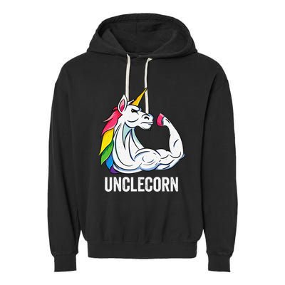 Cute Unicorn Uncle Birthday Party Apparel UncleCorn Garment-Dyed Fleece Hoodie