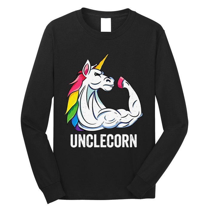 Cute Unicorn Uncle Birthday Party Apparel UncleCorn Long Sleeve Shirt