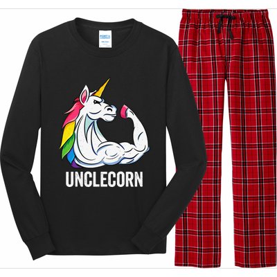 Cute Unicorn Uncle Birthday Party Apparel UncleCorn Long Sleeve Pajama Set