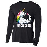 Cute Unicorn Uncle Birthday Party Apparel UncleCorn Cooling Performance Long Sleeve Crew