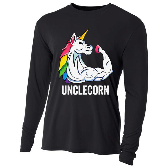 Cute Unicorn Uncle Birthday Party Apparel UncleCorn Cooling Performance Long Sleeve Crew