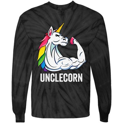 Cute Unicorn Uncle Birthday Party Apparel UncleCorn Tie-Dye Long Sleeve Shirt