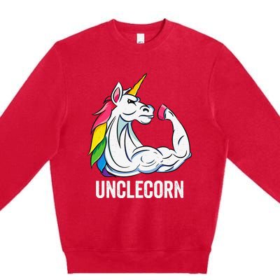 Cute Unicorn Uncle Birthday Party Apparel UncleCorn Premium Crewneck Sweatshirt